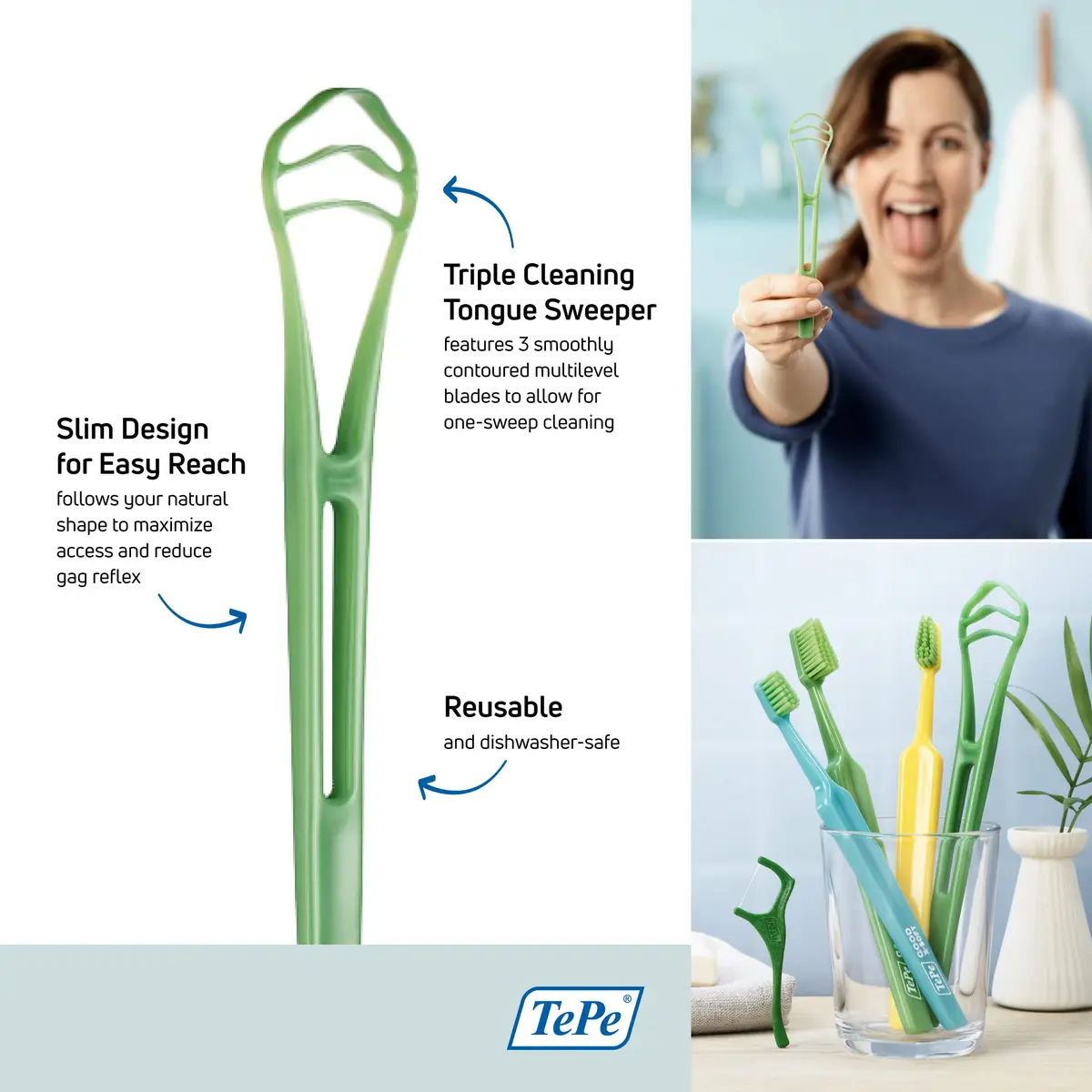 TePe Good Tongue Scraper Cleaner 1 Count (Pack of 1) | Removes Buildup for Fresher Breath - view 2