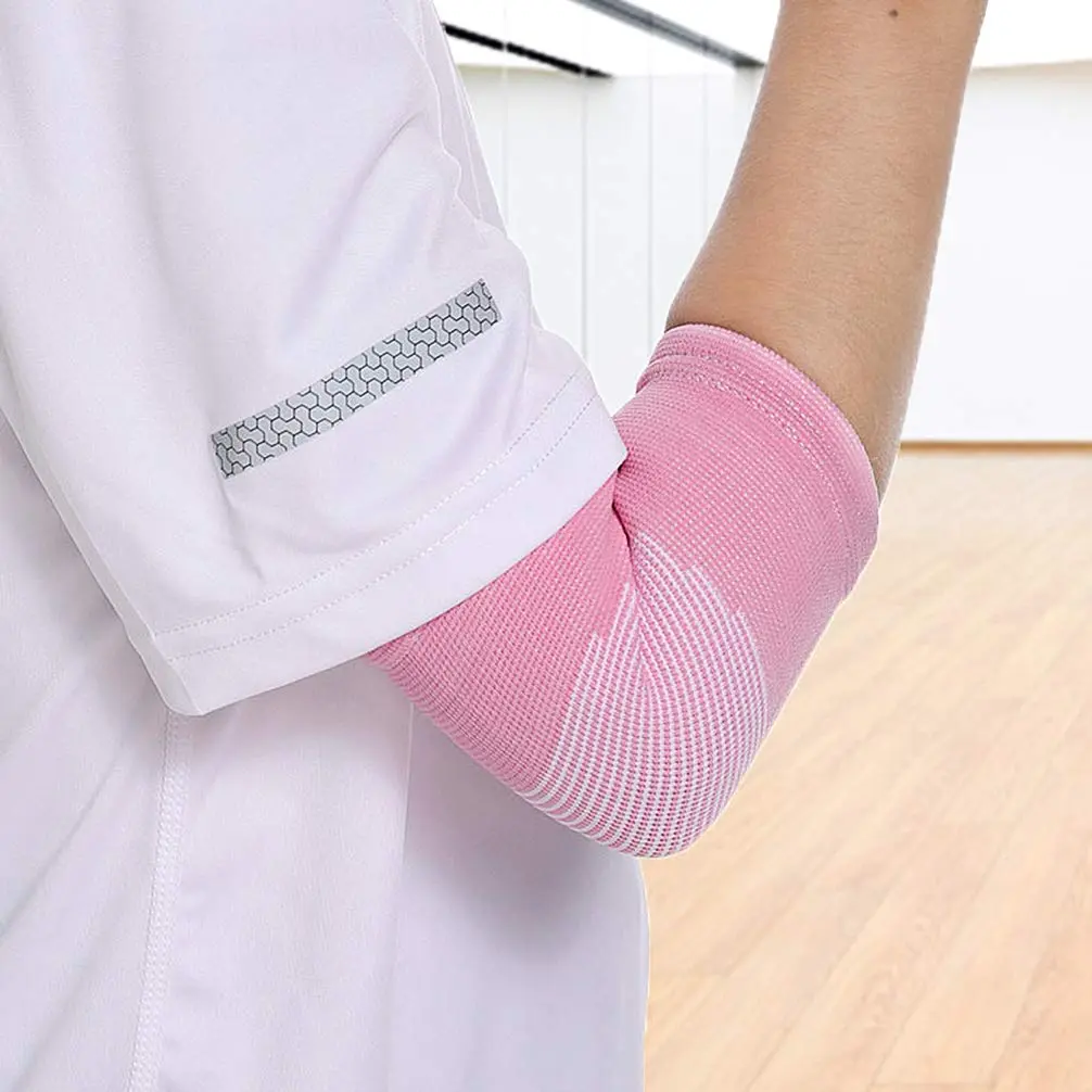 Luwint Kids Knit Elbow Brace Support Compression Arm Sleeves for Volleyball Weightlifting Tennis Tendonitis (Pink, Medium) - view 7