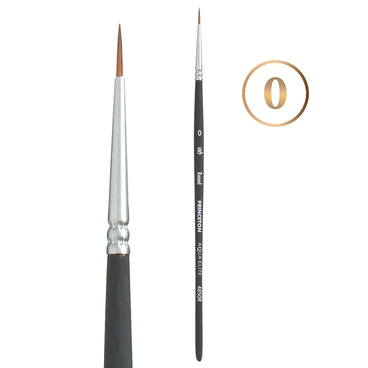Princeton Aqua Elite Series 4850 Watercolor Paint Brush, Round, Size 0 | Synthetic Kolinsky Performance - main product image
