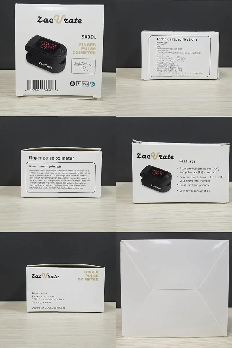Zacurate 500 Series Fingertip Pulse Oximeter Royal Black | FDA Approved for Sports & Aviation Use - view 6