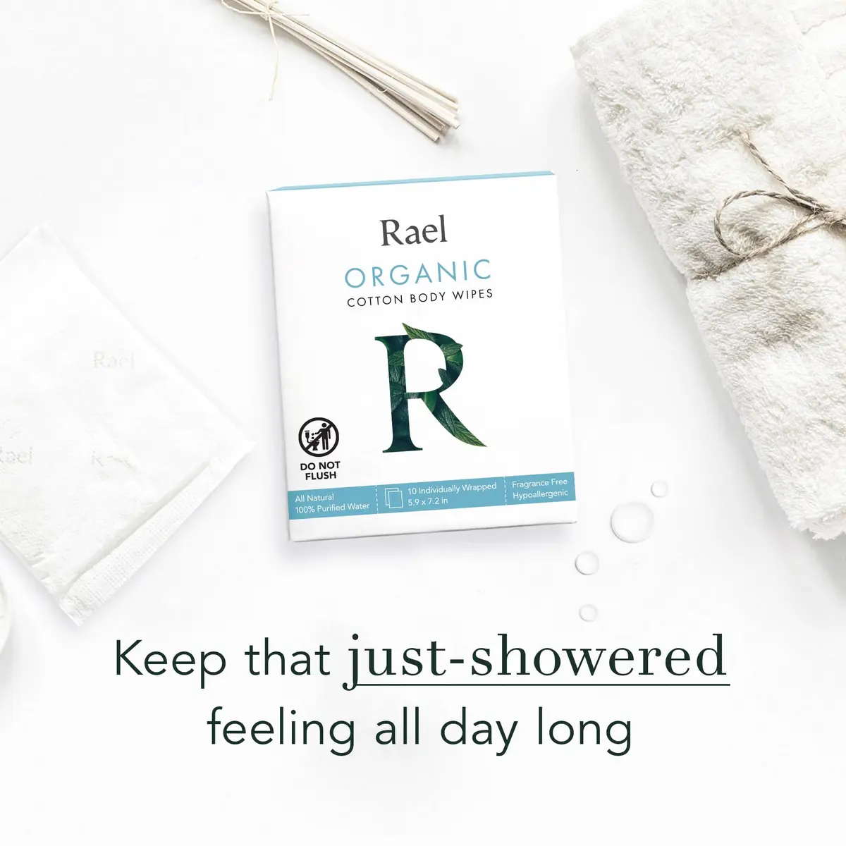 Rael Organic Cotton Wipes, Body Cloth, On-the-Go, All Skin Types (40 Ct) | Unscented, Hypoallergenic, Vegan - view 5