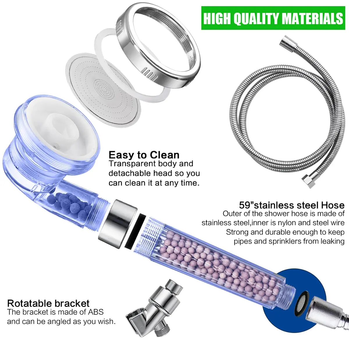 VIKILY Filtered Shower Head with Handheld, 3 Spray Modes, 156 ml (5.5 Fl Oz) | Purifies Water for Healthier Skin & Hair - view 5