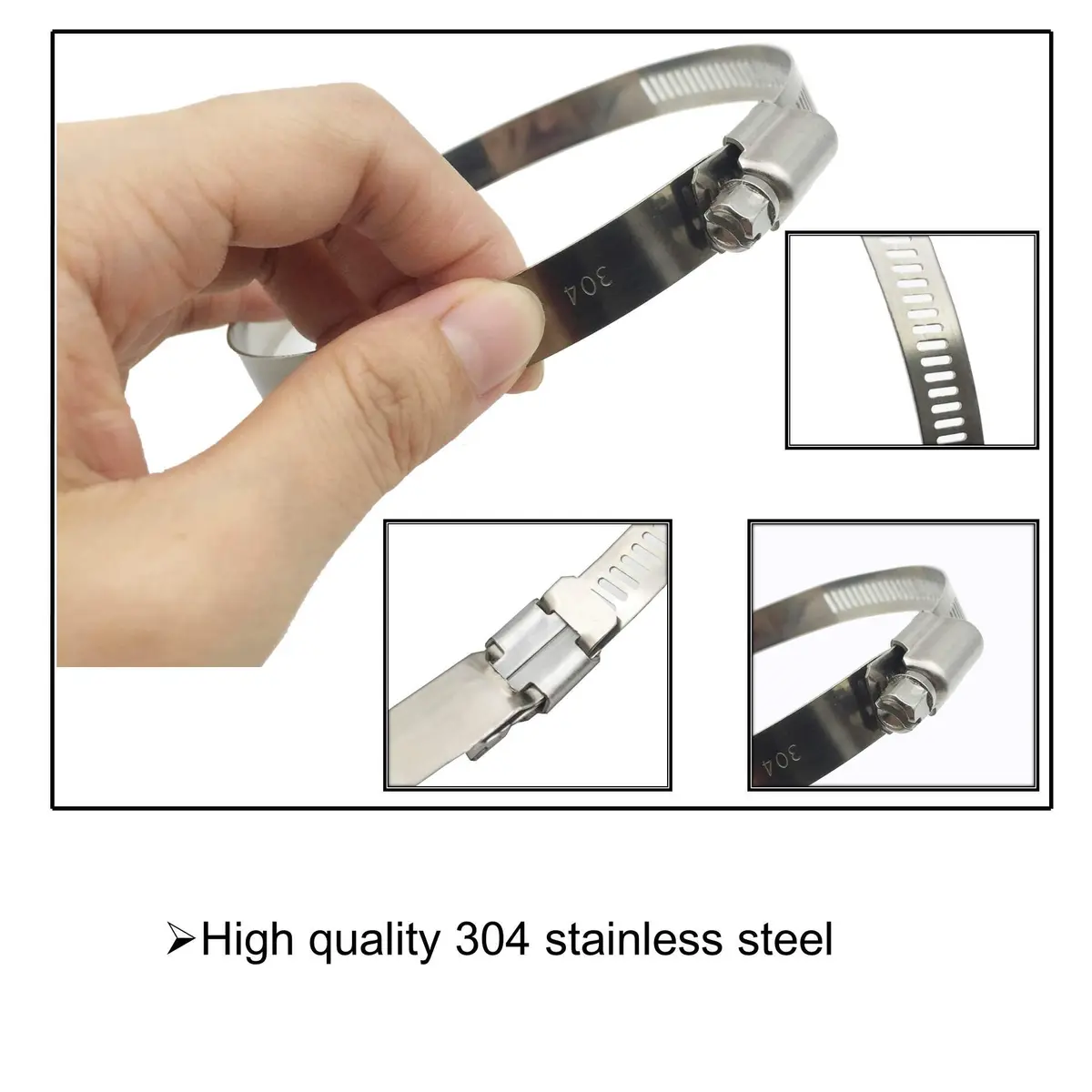 EesTeck 3 Inch 304 Stainless Steel Hose Clamps (4-Pack) | 65-89mm Adjustable Worm Drive Duct Clamps - view 2