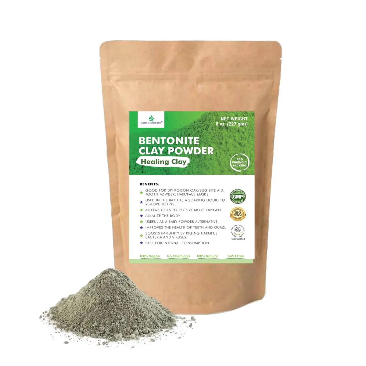 Cosmic Element Calcium Bentonite Clay Powder 8 oz | Skin Detox & Deep Pore Cleansing - main product image