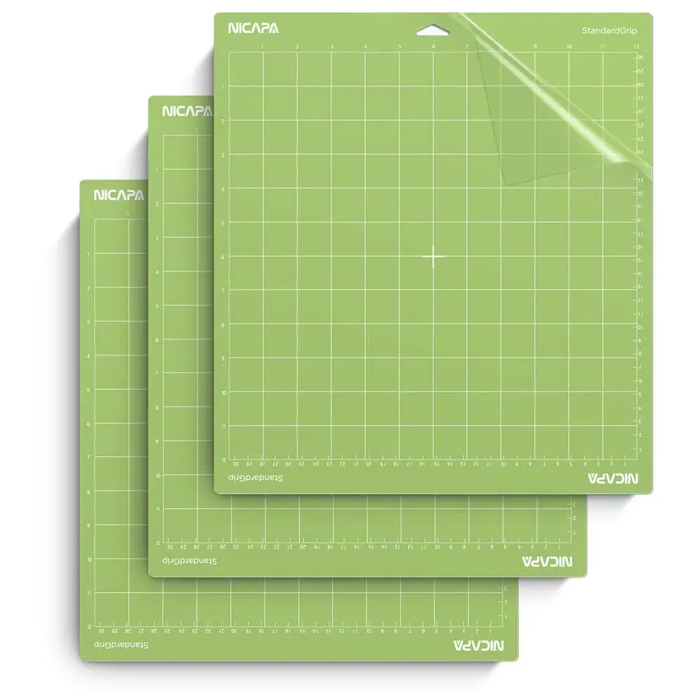 NICAPA Standard Grip Cutting Mat 12x12 inch (3 Pack) | Self-Healing Quilting Replacement Mats for Cricut - main product image
