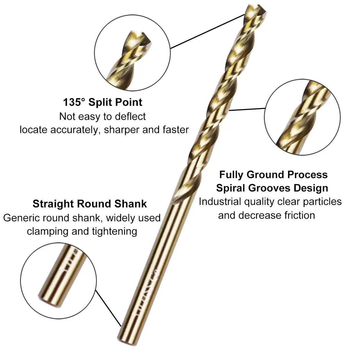 Sipery 10Pcs Cobalt Drill Bits 5mm | M35 High Speed Steel for Metal & Stainless Steel, Jobber Length, 0.197" - view 2