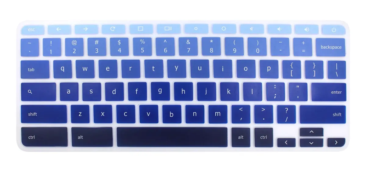 YYubao Ombre Blue Silicone Keyboard Skin for Lenovo Chromebooks | Fits 11.6" & 14" Models - main product image
