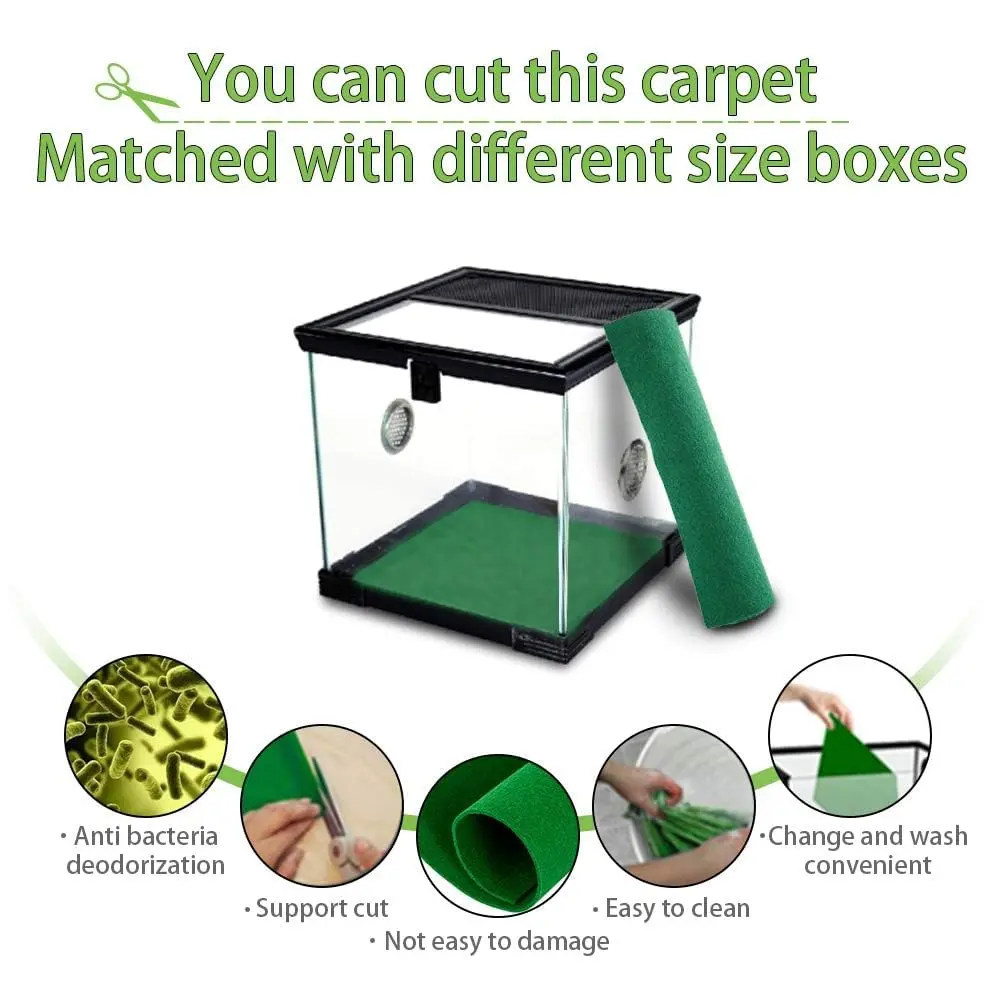 Hamiledyi Reptile Carpet 39 x 20 Inch Terrarium Bedding Substrate Liner for Bearded Dragon, Gecko, Tortoise | Soft, Reusable & Easy to Clean - view 5