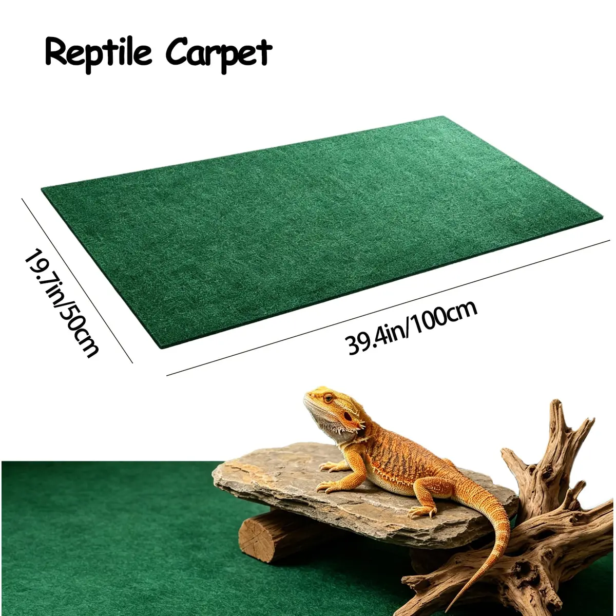 Hamiledyi Reptile Carpet 39 x 20 Inch Terrarium Bedding Substrate Liner for Bearded Dragon, Gecko, Tortoise | Soft, Reusable & Easy to Clean - view 3