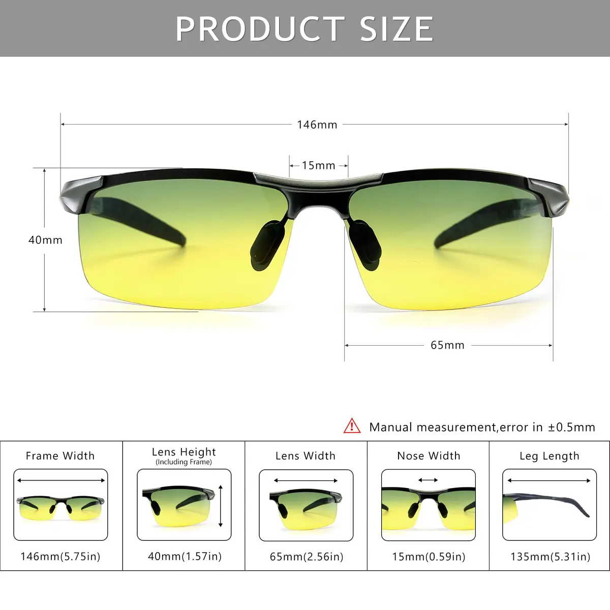 SUNGAIT HD Night Vision Polarized Sunglasses Gunmetal Frame | Anti Glare for Night Driving - view 5