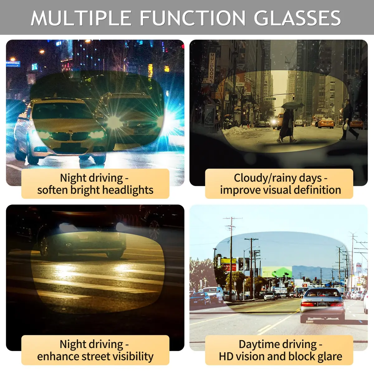 SUNGAIT HD Night Vision Polarized Sunglasses Gunmetal Frame | Anti Glare for Night Driving - view 3