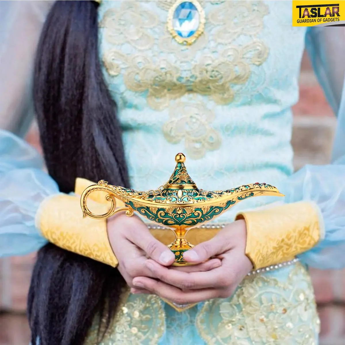 TASLAR Vintage Aladdin Genie Lamp Pot Green Zinc Alloy 7cm (2.76") | Collectible Arabian Costume Prop - view 6