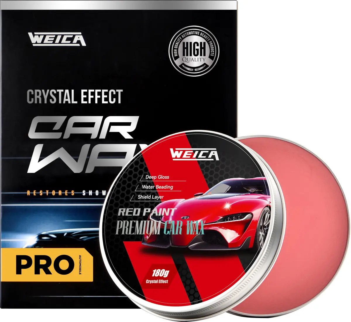 WEICA Car Wax for Red, Orange & Warm Color Paints | Sun Fade Defender & Metallic Pop | 180g Paste - main product image