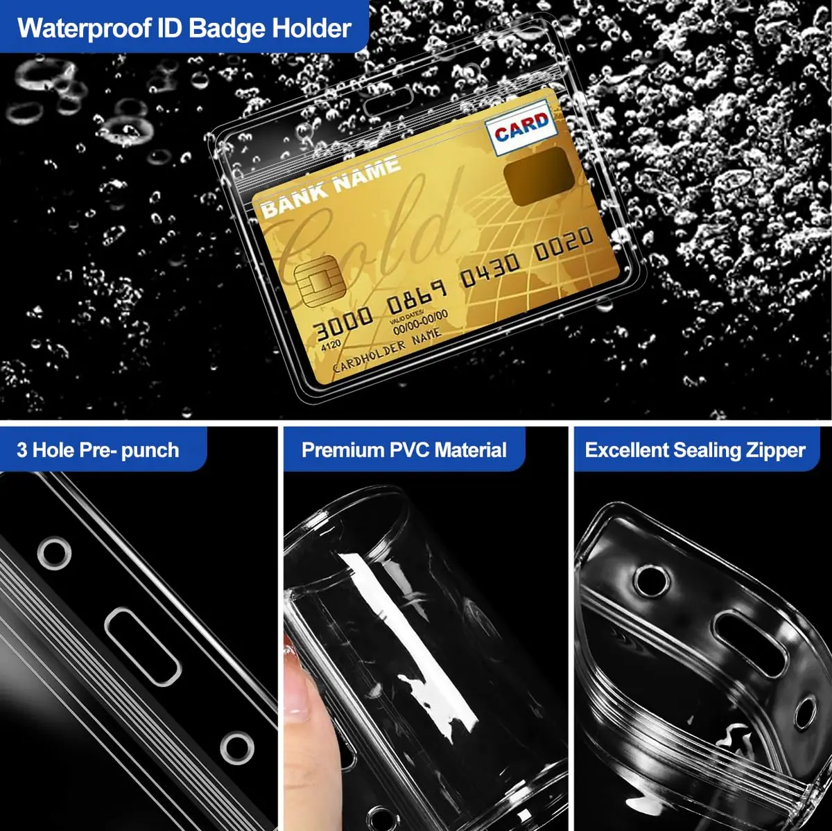 Orcielo 100 Pcs Clear Plastic Horizontal Name Badge ID Card Holders | Waterproof & Durable - view 5