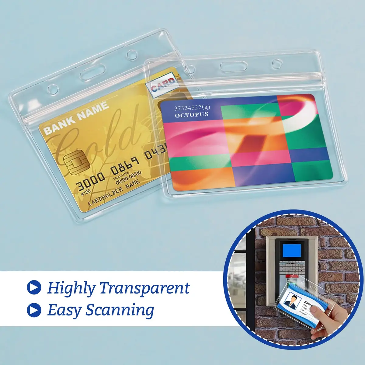 Orcielo 100 Pcs Clear Plastic Horizontal Name Badge ID Card Holders | Waterproof & Durable - view 6