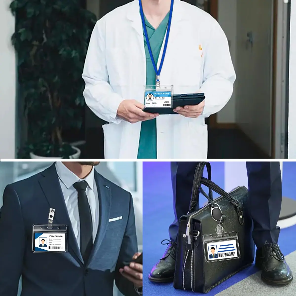Orcielo 100 Pcs Clear Plastic Horizontal Name Badge ID Card Holders | Waterproof & Durable - view 7