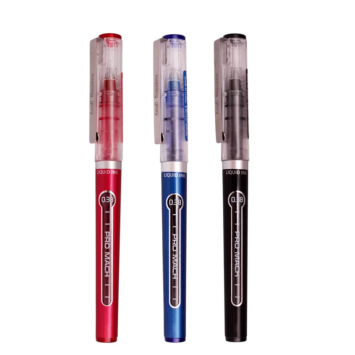 Morning Glory Pro Mach Roller Ball Pen - 0.38 mm Fine Point Tip (Pack of 3 Blue) | Smooth Ink Flow for Students & Office - view 2