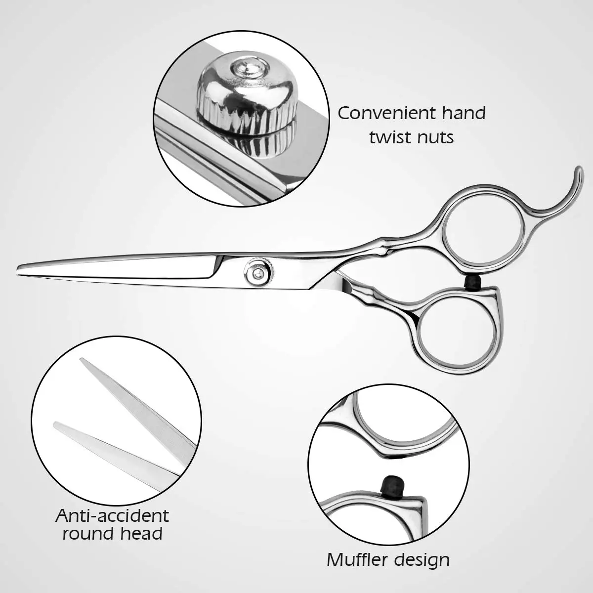Himart Professional Hair Cutting Scissors Set with Comb and Case | 7-Piece Silver Kit for Home & Salon Use - view 2