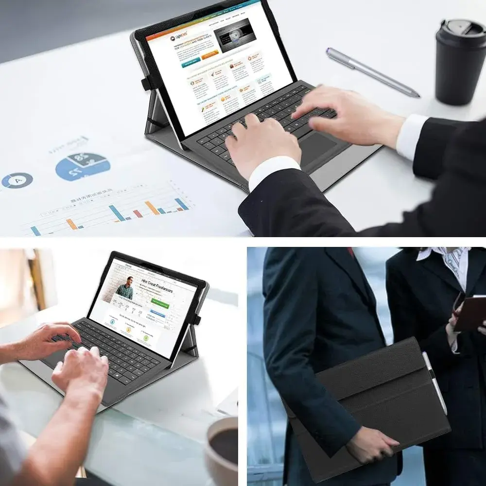 Fintie Case for 12.3 Inch Microsoft Surface Pro 7+/7/6/5/4/3 Tablet | Black, Synthetic Leather, Built-in Kickstand - view 7