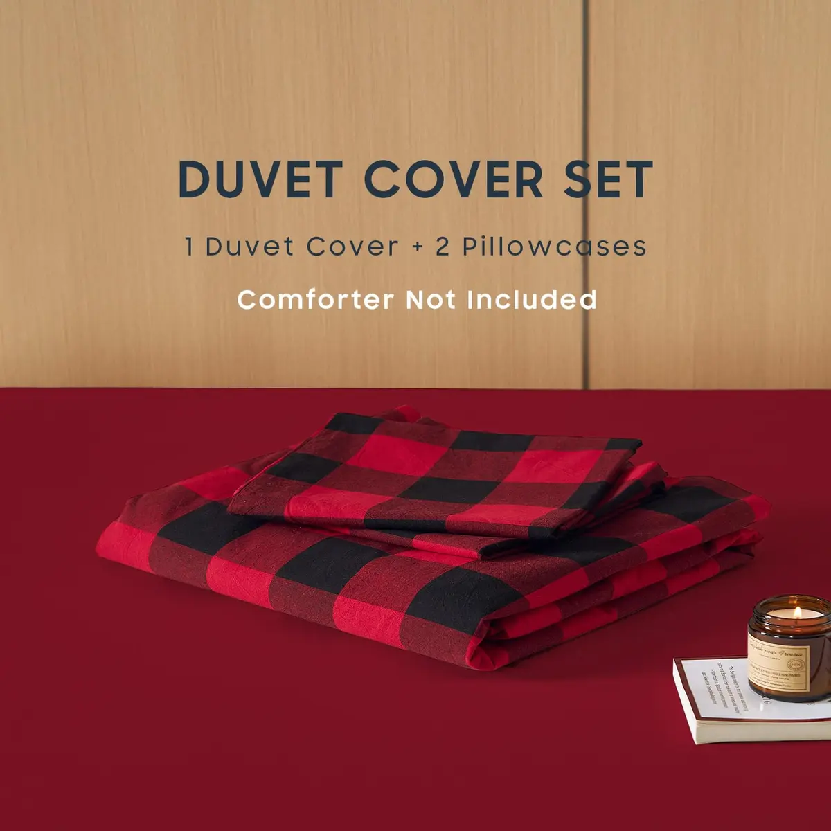 Wake In Cloud Gingham Cotton Duvet Cover Set, Queen Size | Farmhouse Plaid Design, 100% Washed Cotton, Easy Care - view 2