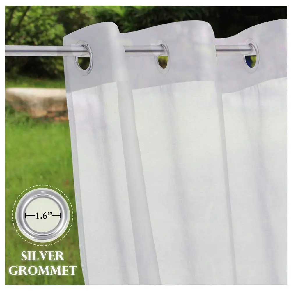 RYB HOME Sheer Outdoor Curtains 54"x108" | Linen Look, Waterproof Privacy, 2 Panels - view 3