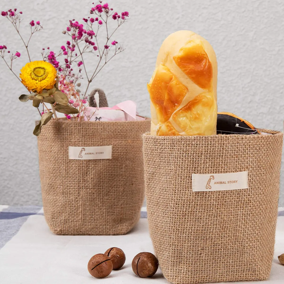sansheng 4 Pack Wall Hanging Storage Bags Foldable Linen Organizer (3.93 x 3.93 x 5.31 inches) | Washable & Convenient - view 6