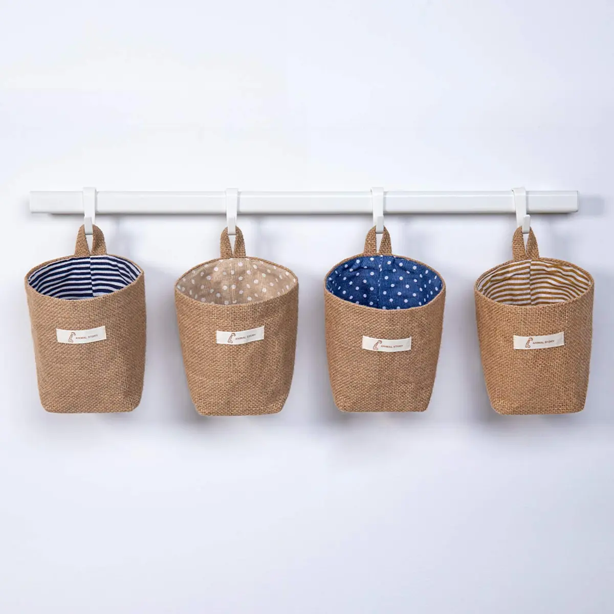 sansheng 4 Pack Wall Hanging Storage Bags Foldable Linen Organizer (3.93 x 3.93 x 5.31 inches) | Washable & Convenient - view 4