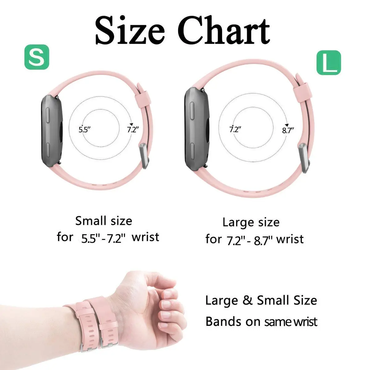 Wepro Sport Bands Compatible with Fitbit Versa 2, Versa Lite, Versa (Small, Pink Sand) | Soft Silicone Replacement Strap - view 7