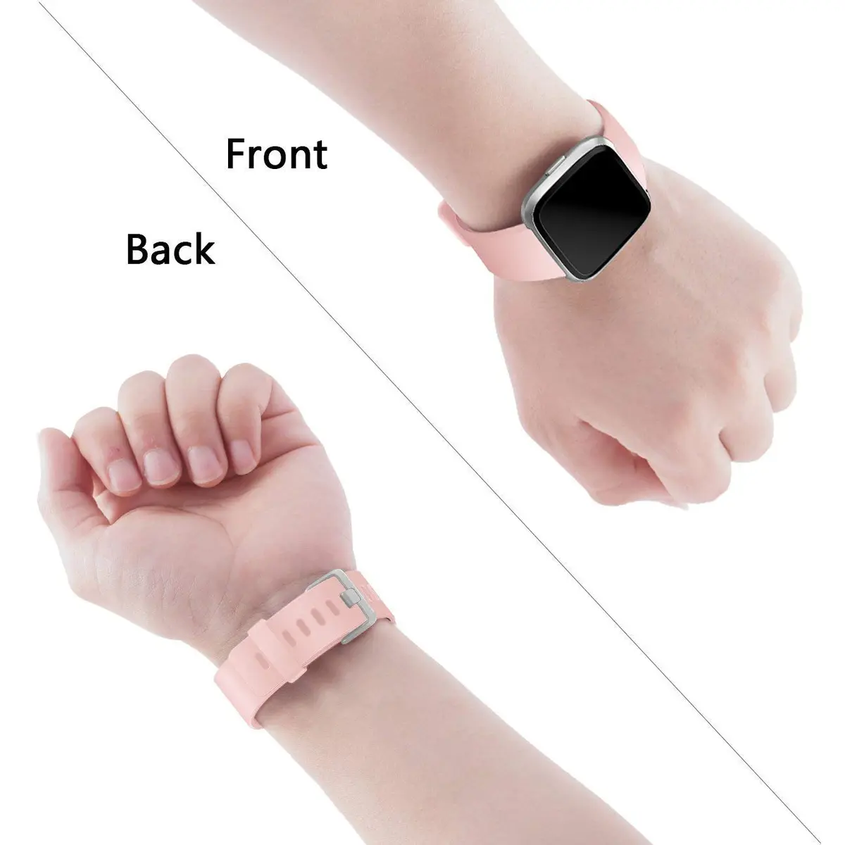 Wepro Sport Bands Compatible with Fitbit Versa 2, Versa Lite, Versa (Small, Pink Sand) | Soft Silicone Replacement Strap - view 8