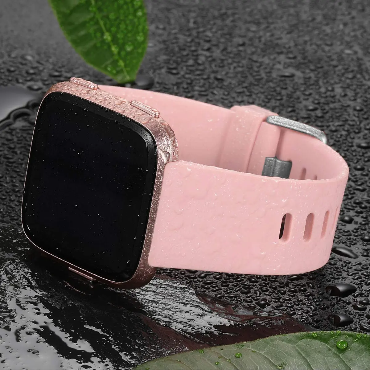 Wepro Sport Bands Compatible with Fitbit Versa 2, Versa Lite, Versa (Small, Pink Sand) | Soft Silicone Replacement Strap - view 3