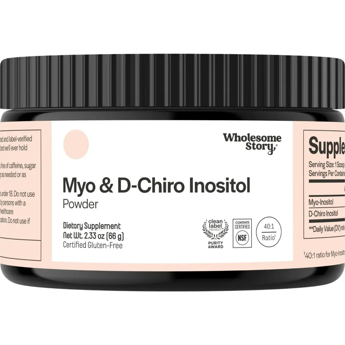 Wholesome Story Myo-Inositol & D-Chiro Inositol Powder 2.33 oz (66g) | Supports Hormonal Balance & Ovarian Function - main product image