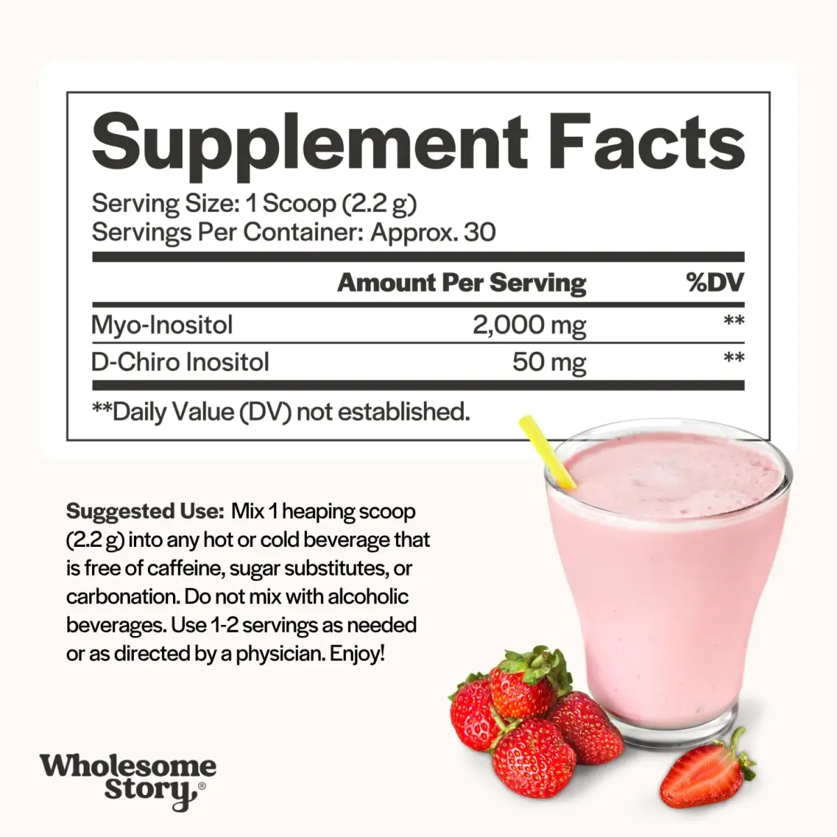 Wholesome Story Myo-Inositol & D-Chiro Inositol Powder 2.33 oz (66g) | Supports Hormonal Balance & Ovarian Function - view 4