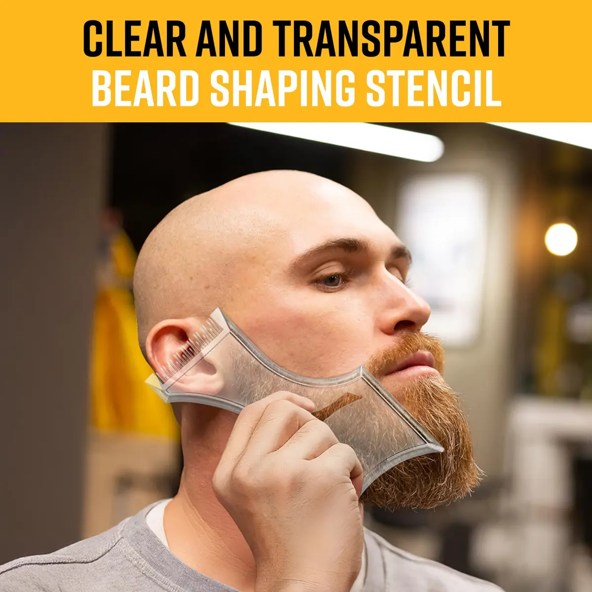 The Cut Buddy PLUS Beard Shaping Tool Clear Template with Built-in Comb and Bonus Pencil | Designed for Larger Heads - view 5