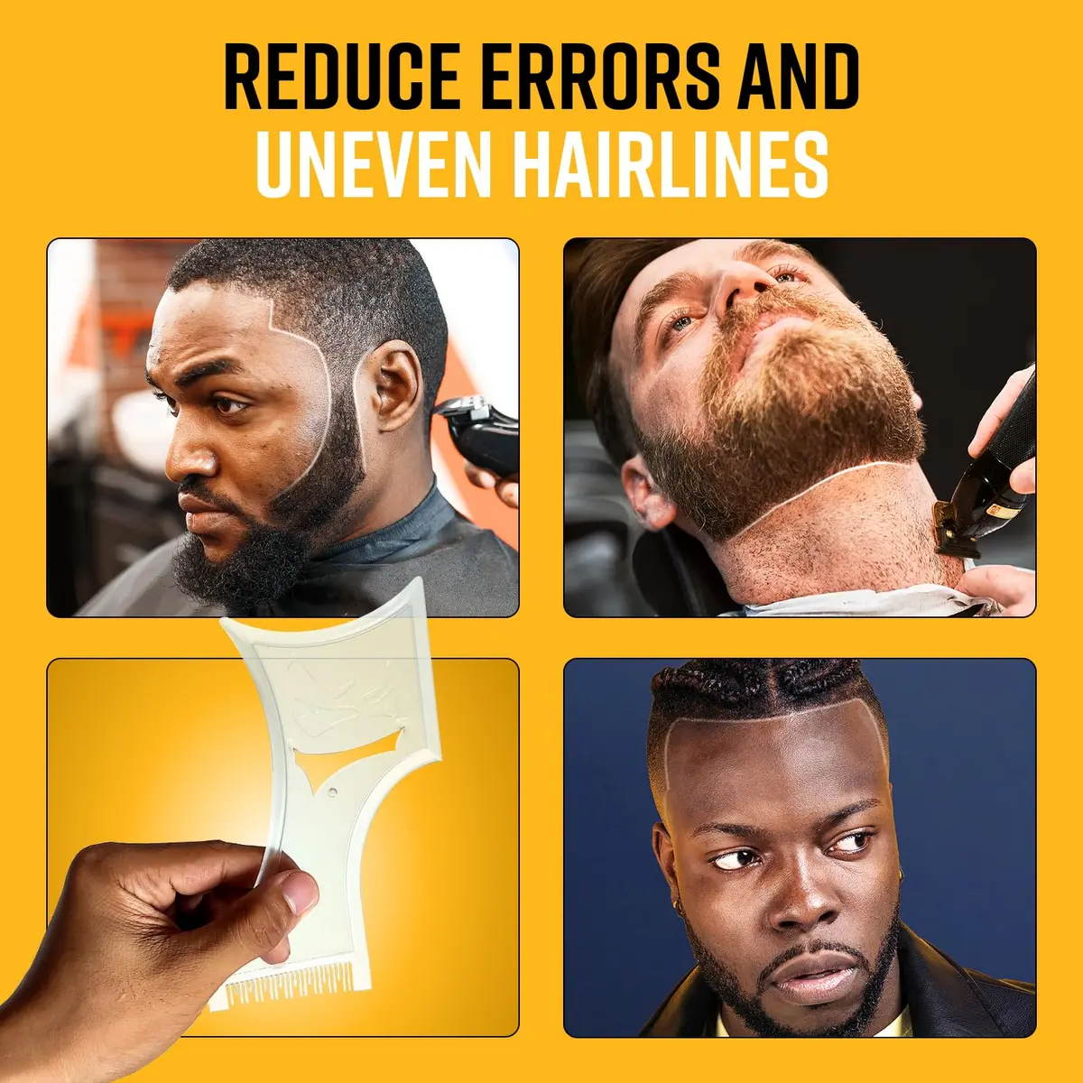 The Cut Buddy PLUS Beard Shaping Tool Clear Template with Built-in Comb and Bonus Pencil | Designed for Larger Heads - view 7