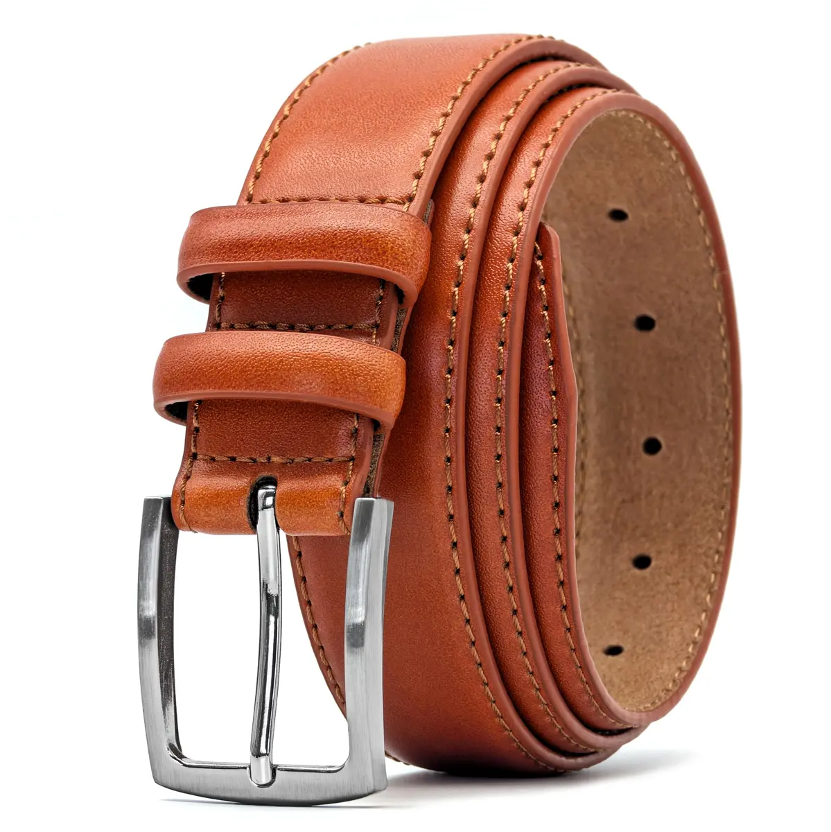 Ashford Ridge Mens 33mm Double Loop Leather Belt -Tan Large | Classic Suit & Jeans Belt - main product image