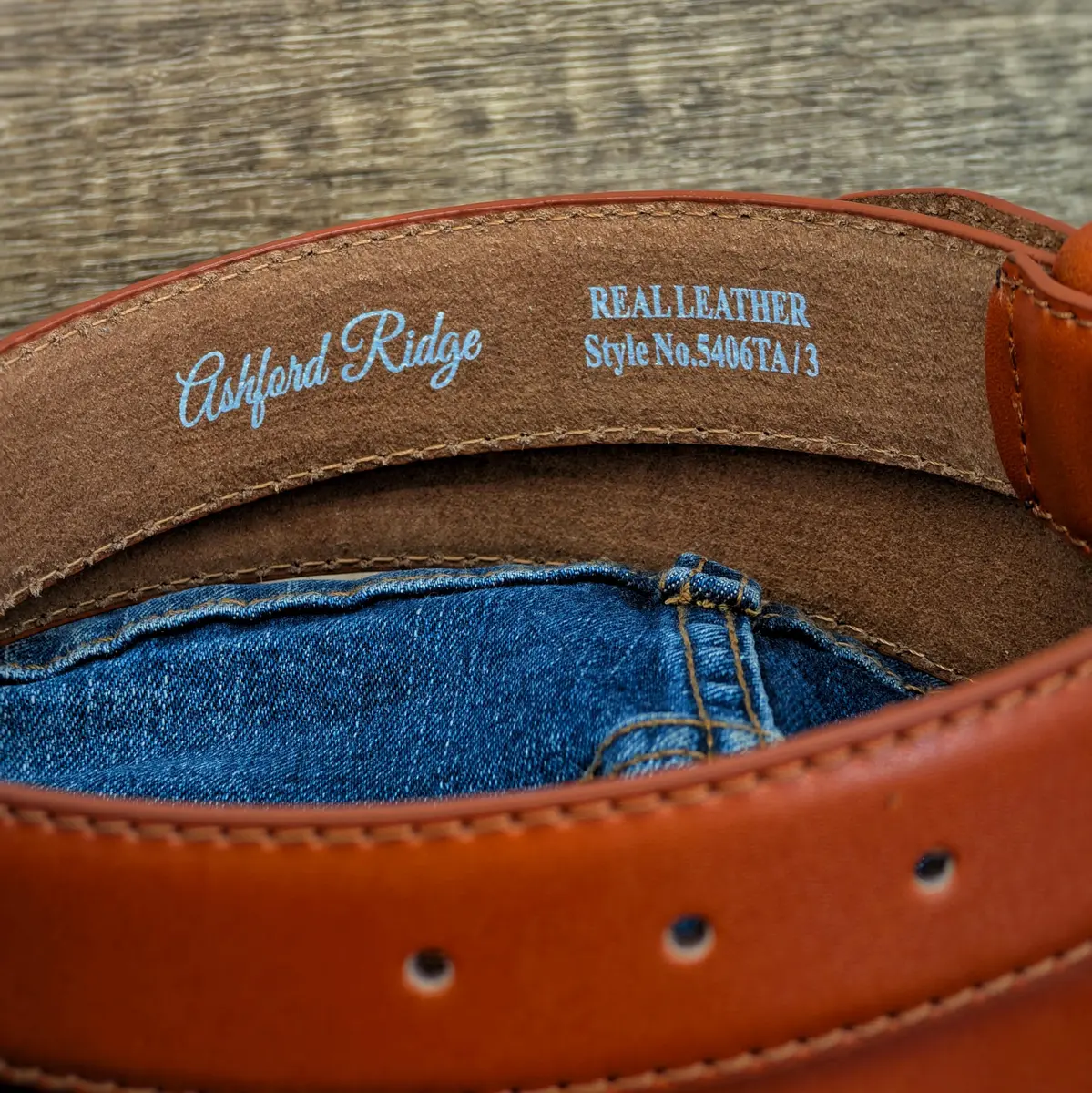 Ashford Ridge Mens 33mm Double Loop Leather Belt -Tan Large | Classic Suit & Jeans Belt - view 9