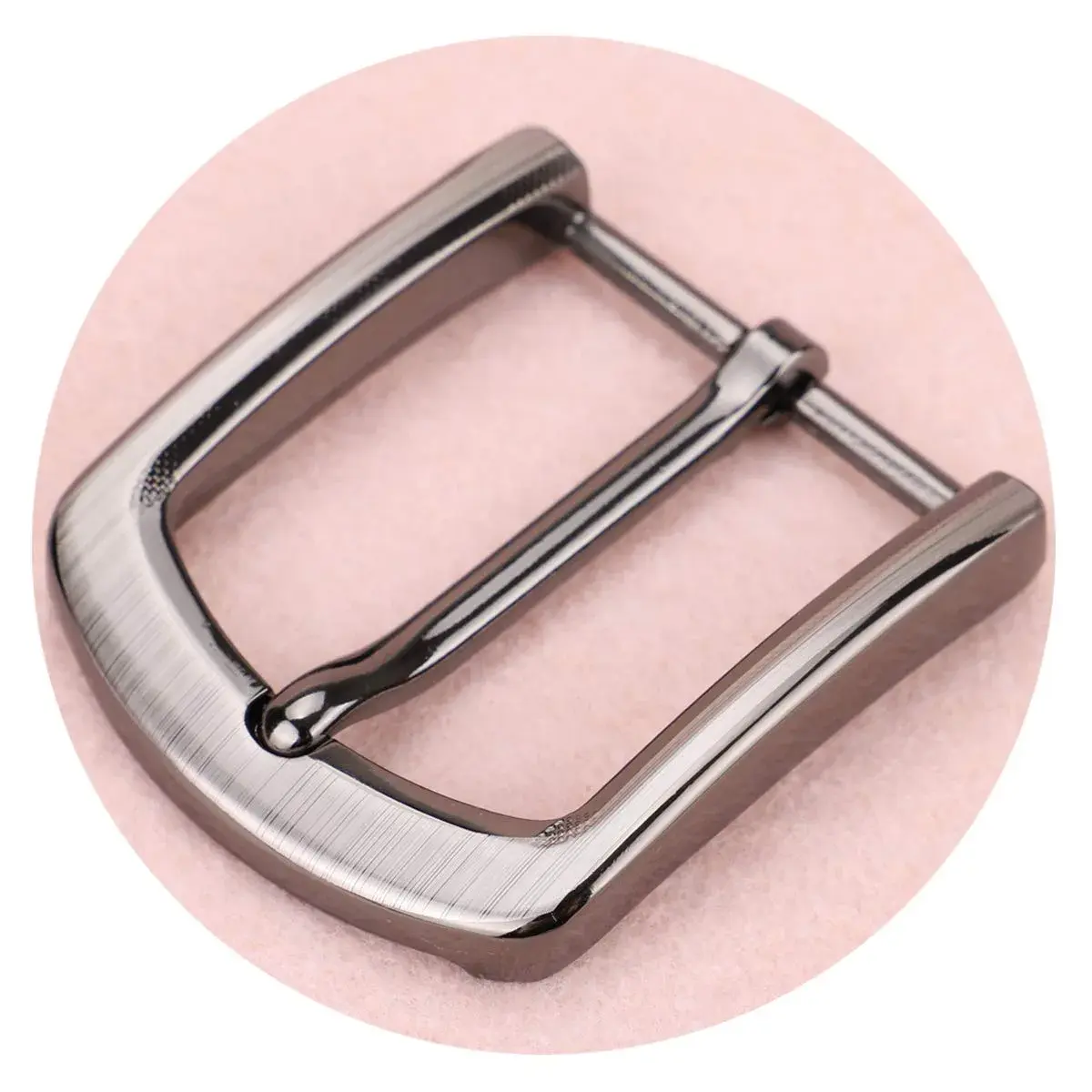 McFanBe Single Prong Square Belt Buckle Replacement 1.5 Inches (38 mm) | Polished Grey Metal - view 3