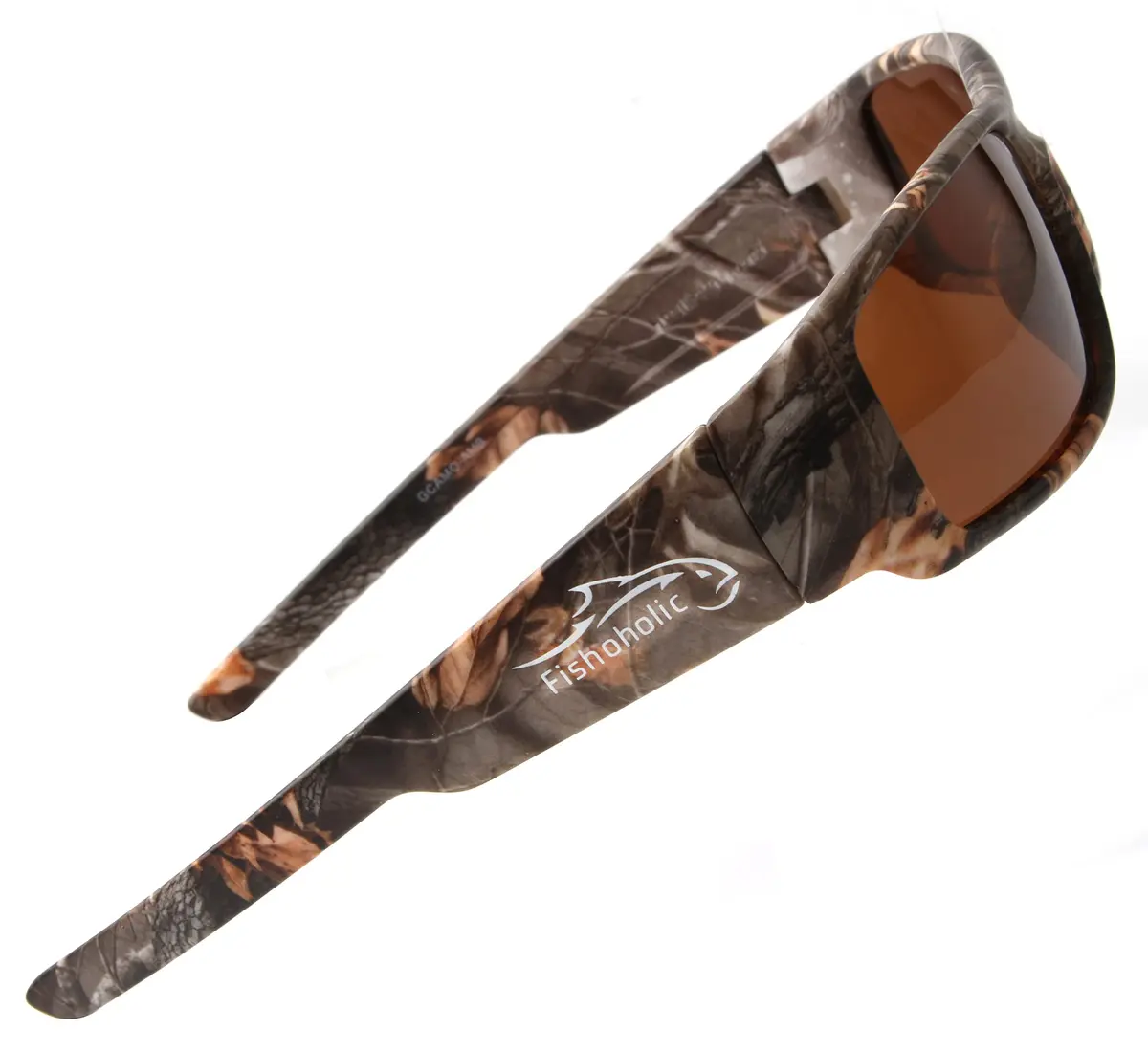 Fishoholic Polarized Fishing Sunglasses Camo Frame Amber Lens 59mm (2.375" Lens Width) | UV400 Protection - main product image