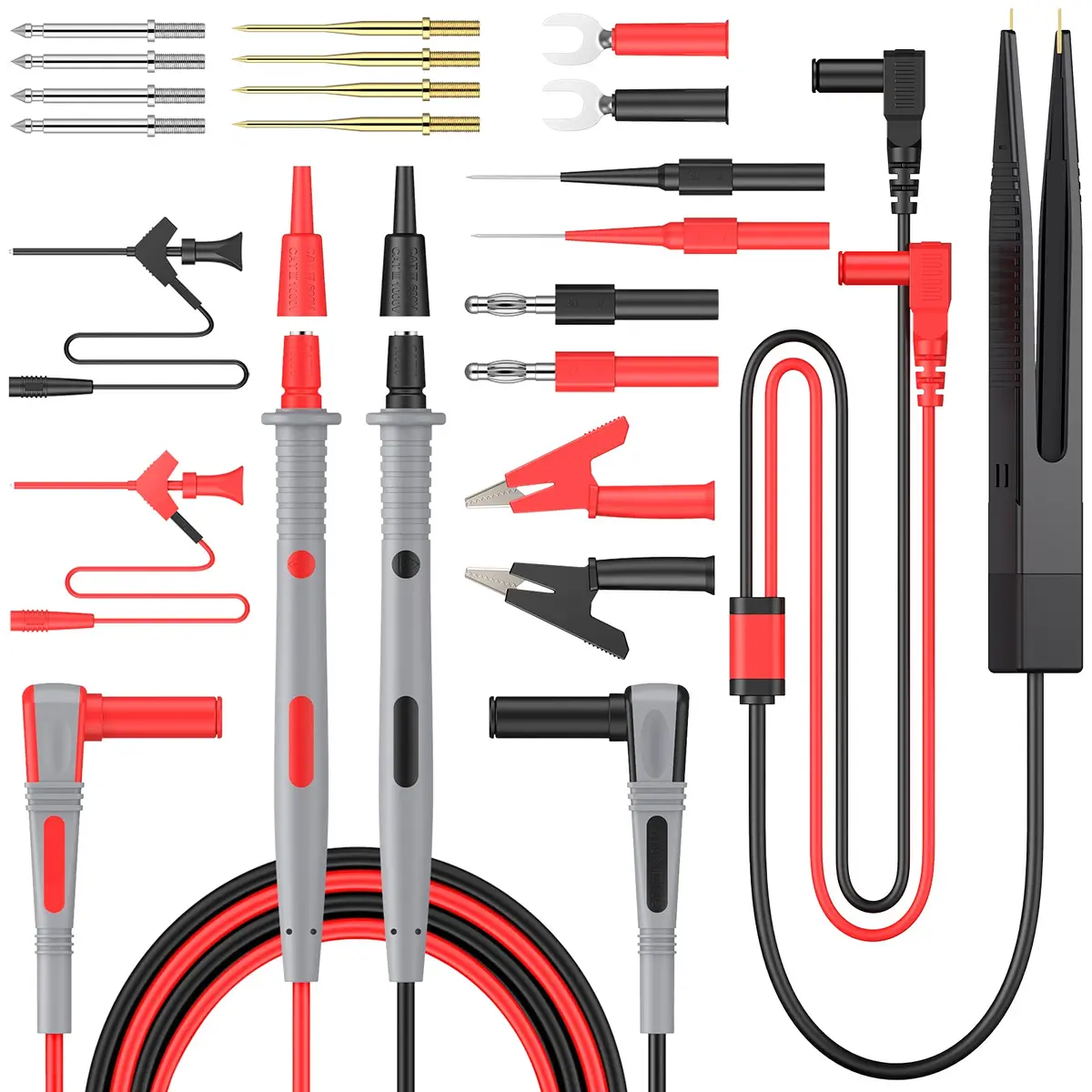 Proster Multi Test Leads Kit - Electrical Multimeter Test Lead Probes | CAT III 1000V, 20A, 3ft Silicon Leads - main product image