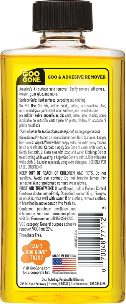 Goo Gone Original Liquid Adhesive Remover 8 Oz | Citrus Power Surface Safe Cleaner - view 9