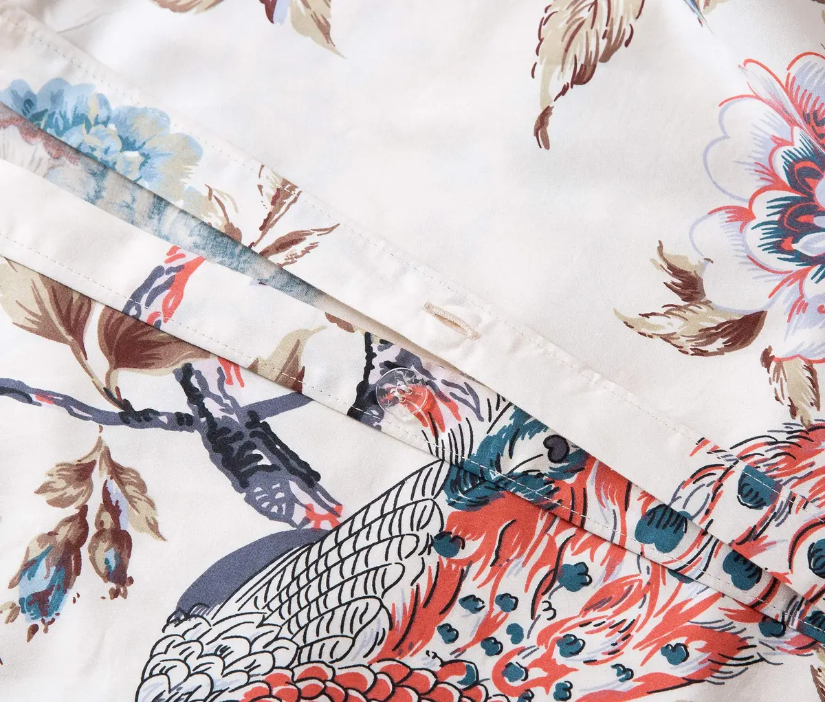 Eikei Oriental Garden Majestic Peacock Bird Floral Duvet Cover Twin | Chinoiserie Chic Asian Style - view 2