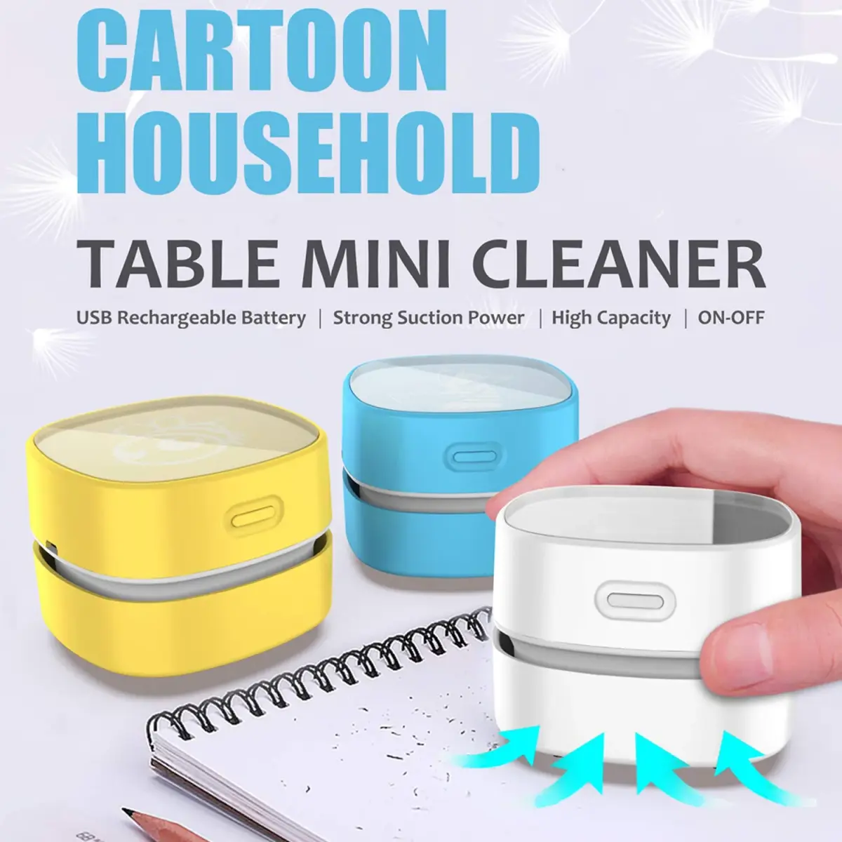 ODISTAR Mini Desktop Vacuum Cleaner White USB Charging | Powerful 1000Pa Suction, 400 Min Runtime - view 5