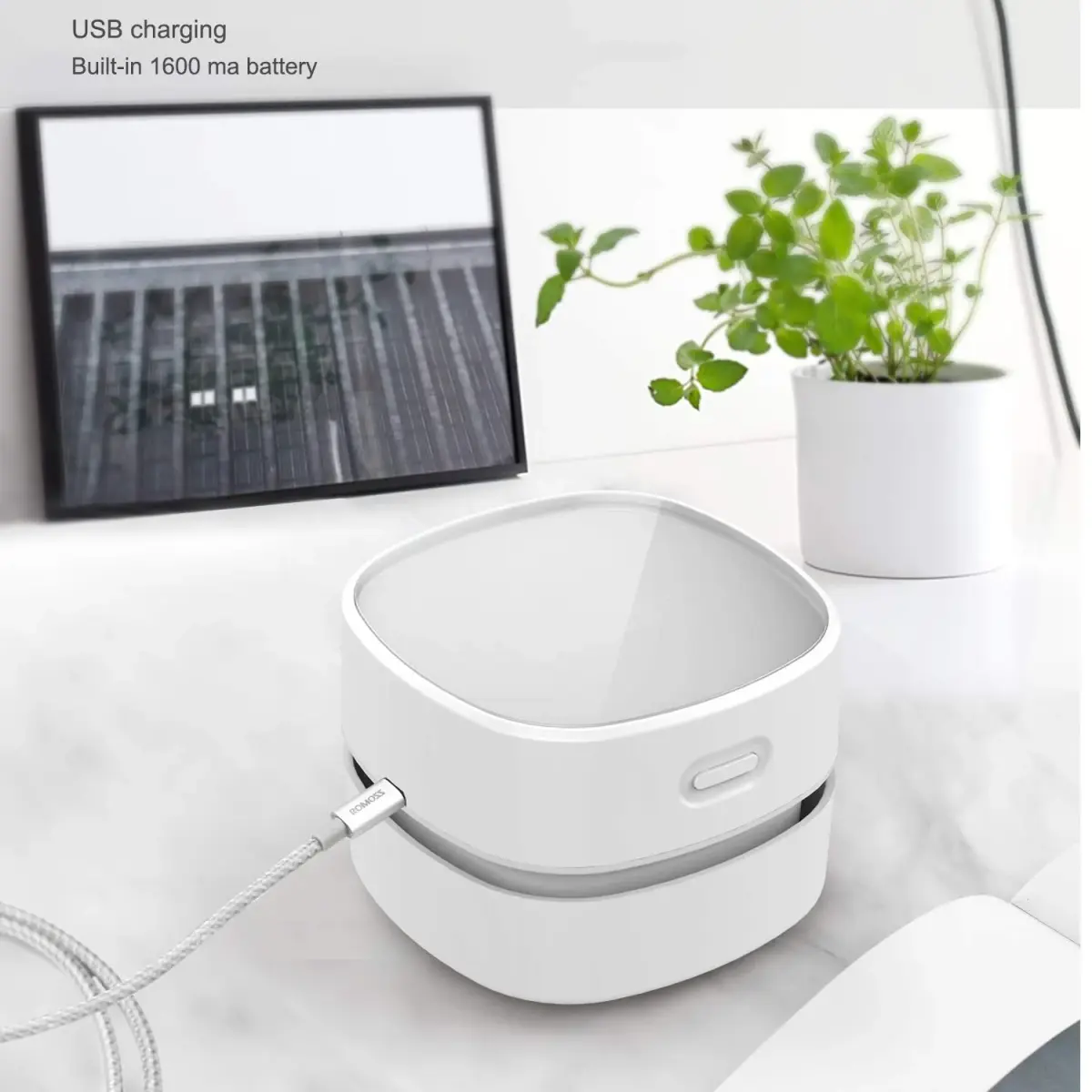 ODISTAR Mini Desktop Vacuum Cleaner White USB Charging | Powerful 1000Pa Suction, 400 Min Runtime - view 2