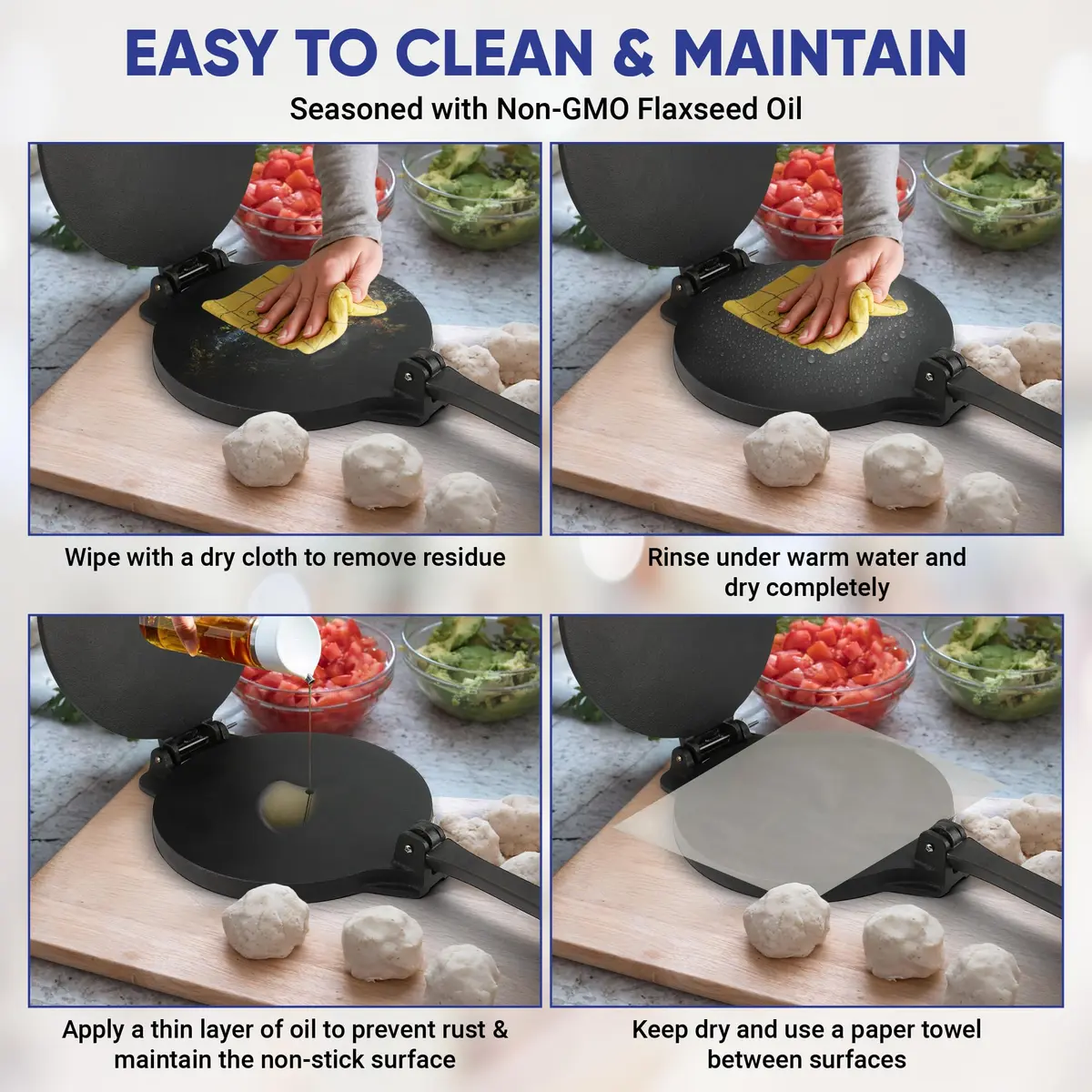 StarBlue 10 Inch Cast Iron Tortilla Press | 2.27 kg (5 lb) with 100 Oil Papers - view 5