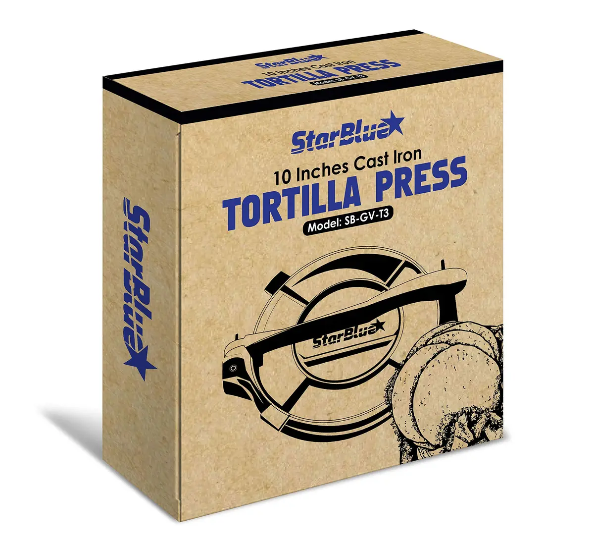 StarBlue 10 Inch Cast Iron Tortilla Press | 2.27 kg (5 lb) with 100 Oil Papers - view 8