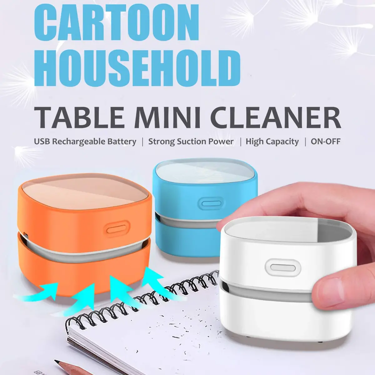 ODISTAR Mini Desktop Vacuum Cleaner Orange | Cordless, 360° Rotatable, 400 Min Runtime - view 4