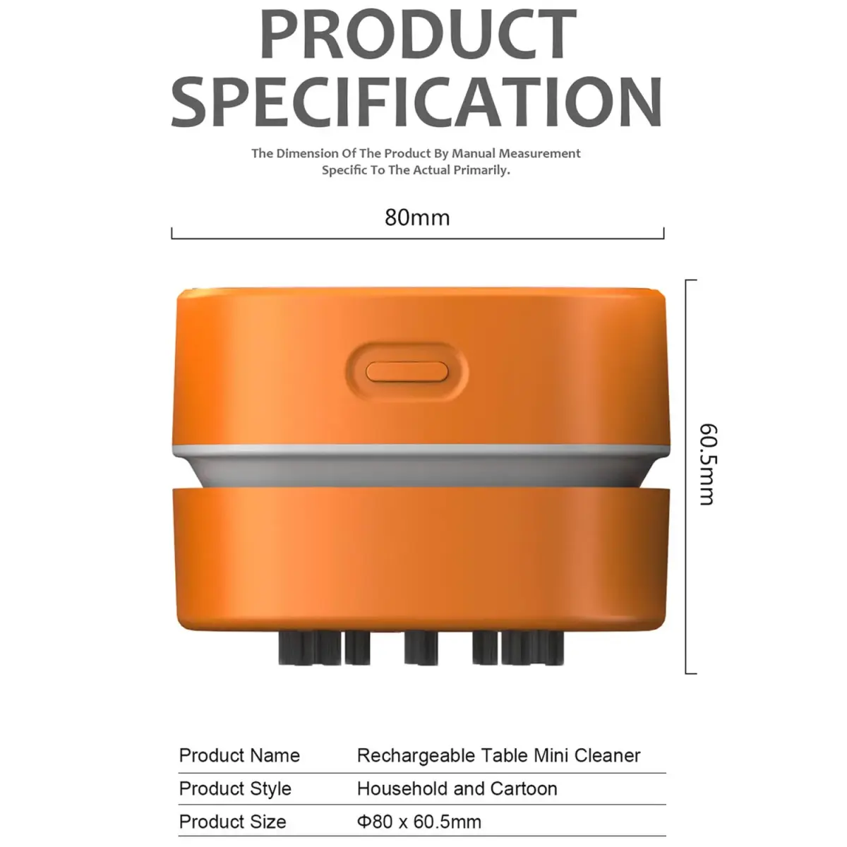 ODISTAR Mini Desktop Vacuum Cleaner Orange | Cordless, 360° Rotatable, 400 Min Runtime - view 2