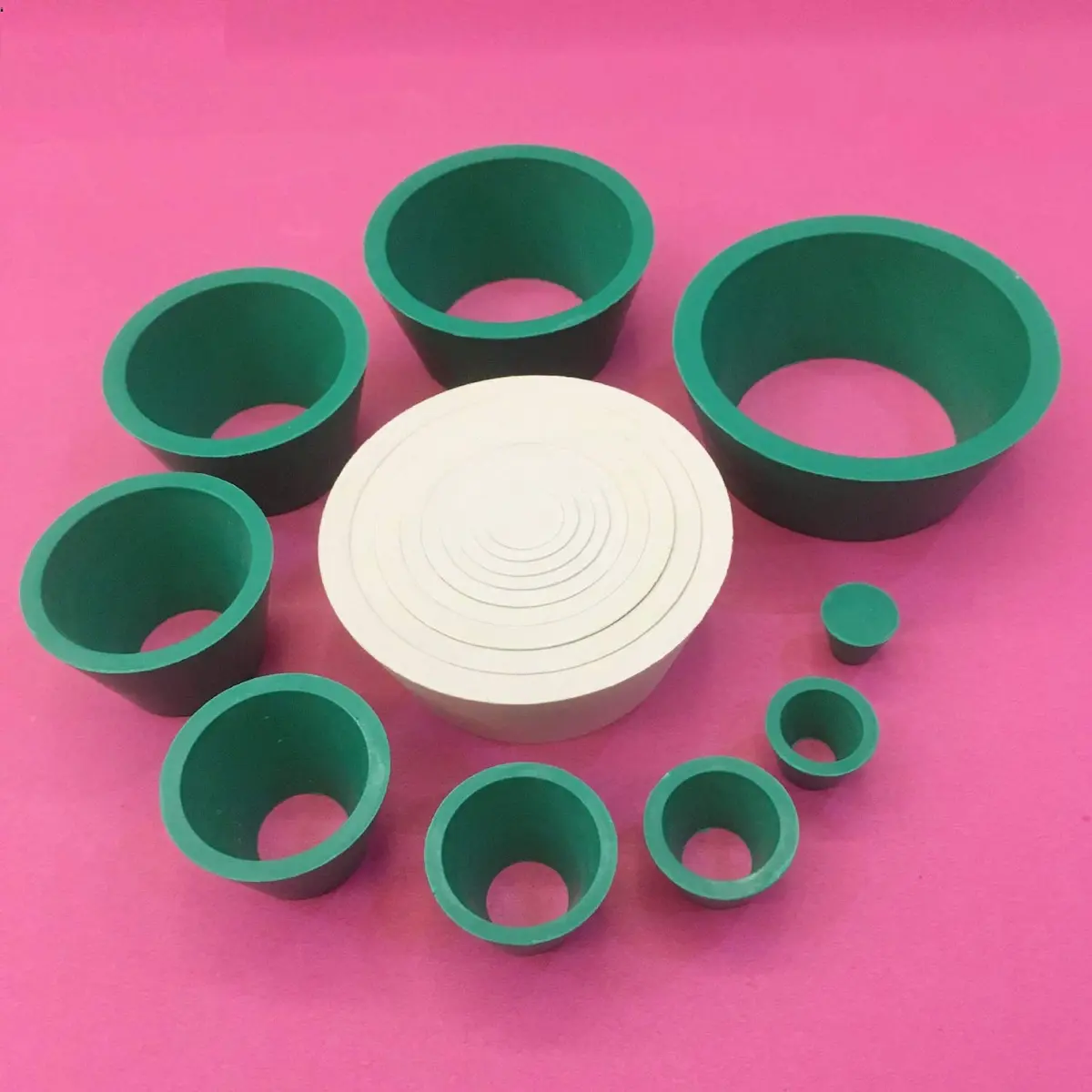 SUCOHANS 9-Piece Rubber Buchner Funnel Adapter Cones Set, 10mm-83.4mm Wide End Diameter | Laboratory Filtration Funnel for Vacuum Filtration - view 2