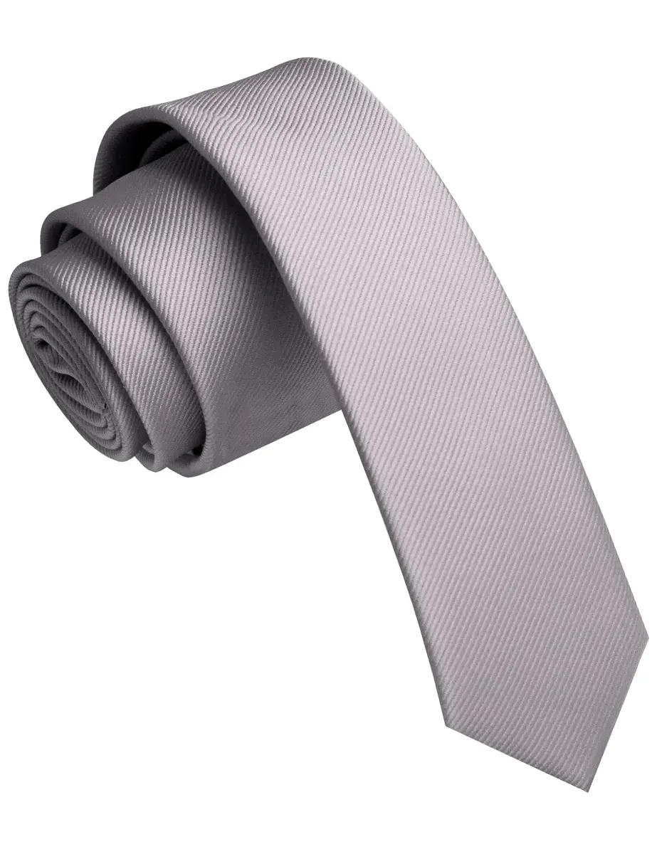 JEMYGINS Grey Silk Skinny Tie 4cm (1.58") | Business & Party Wear - main product image