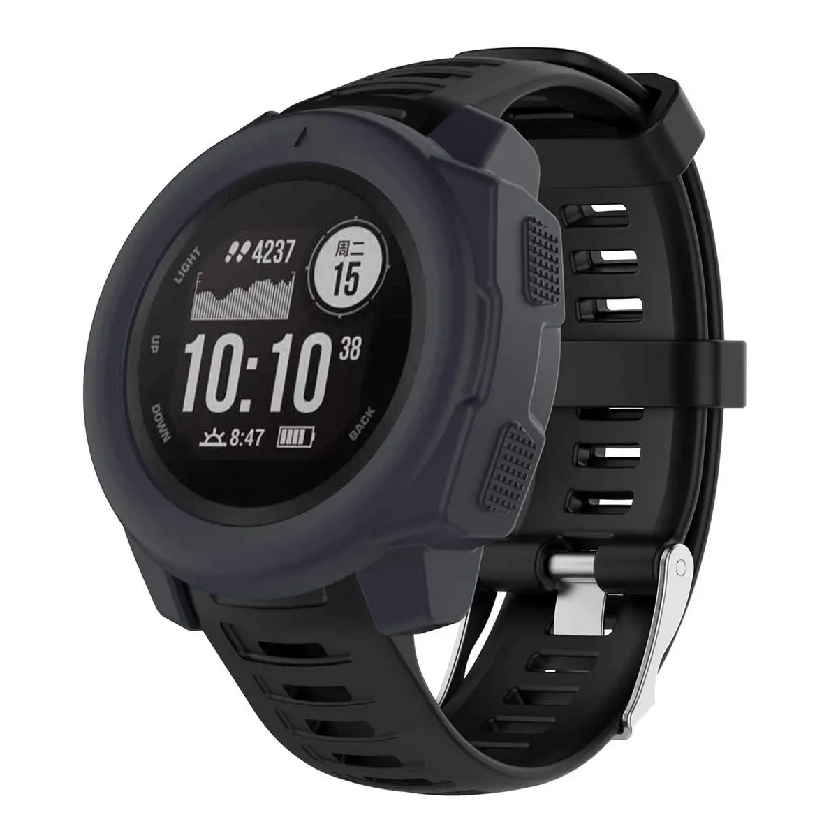 LICHIFIT Soft Silicone Protector Case for Garmin Instinct Smart Watch | Navy Blue - view 2